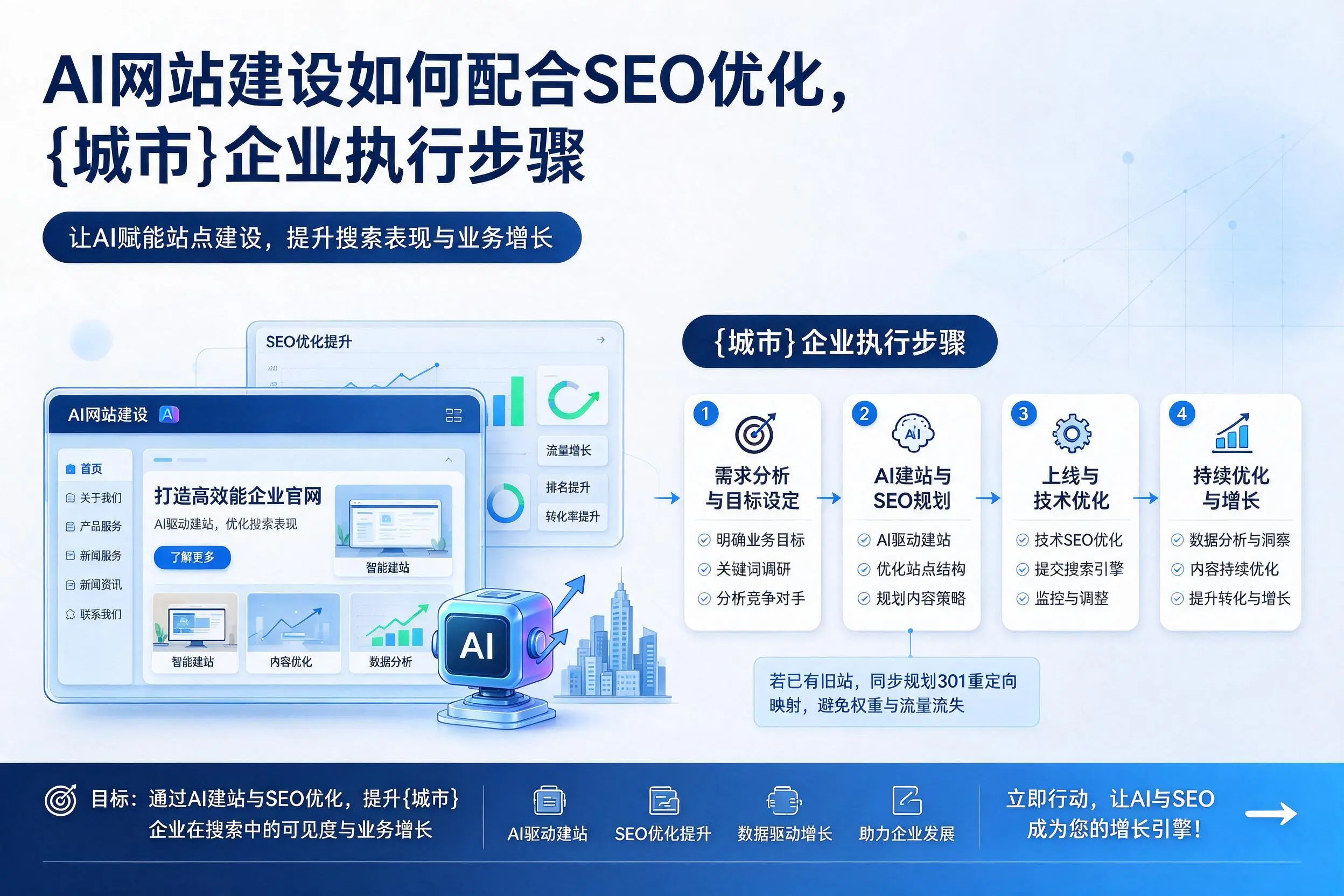 AI网站建设如何配合SEO优化,西宁企业执行步骤