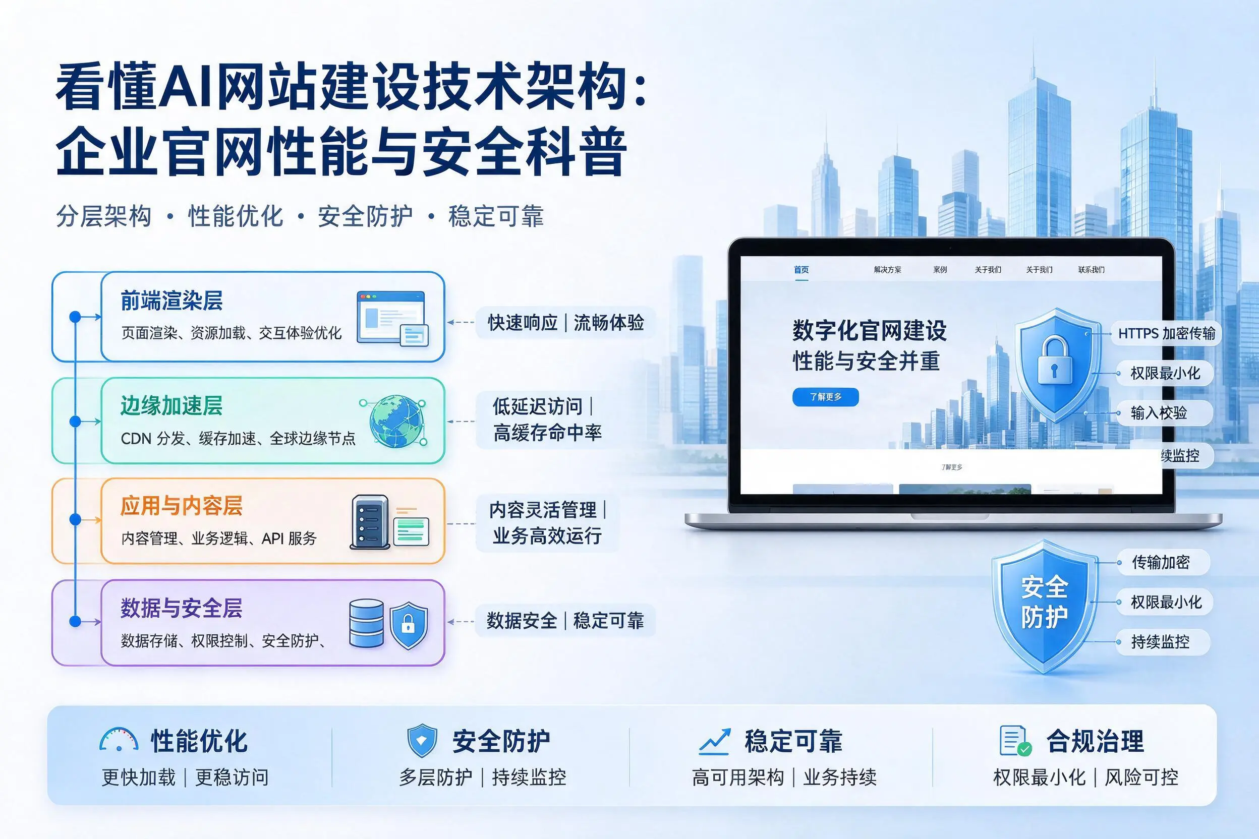 看懂AI网站建设技术架构：西宁企业官网性能与安全科普