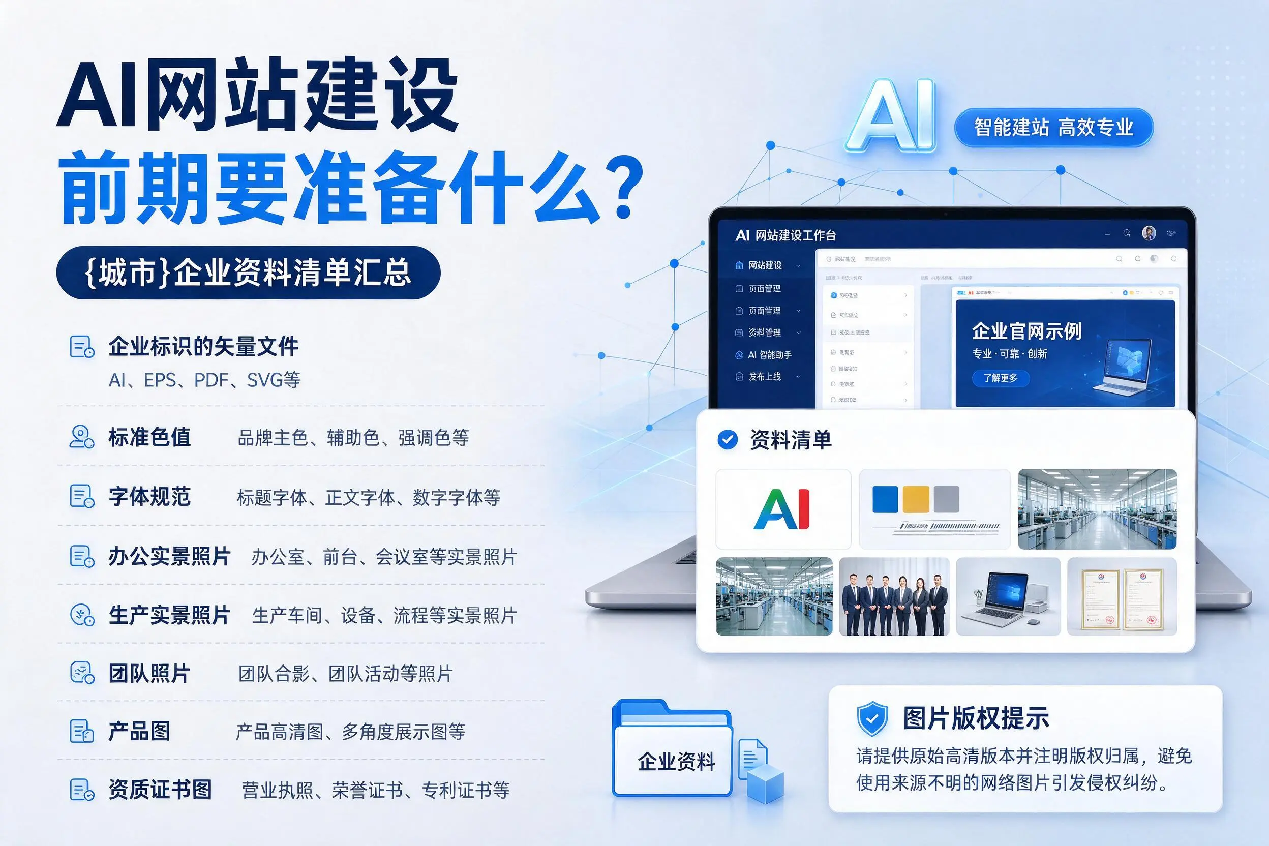 AI网站建设前期要准备什么？西宁企业资料清单汇总
