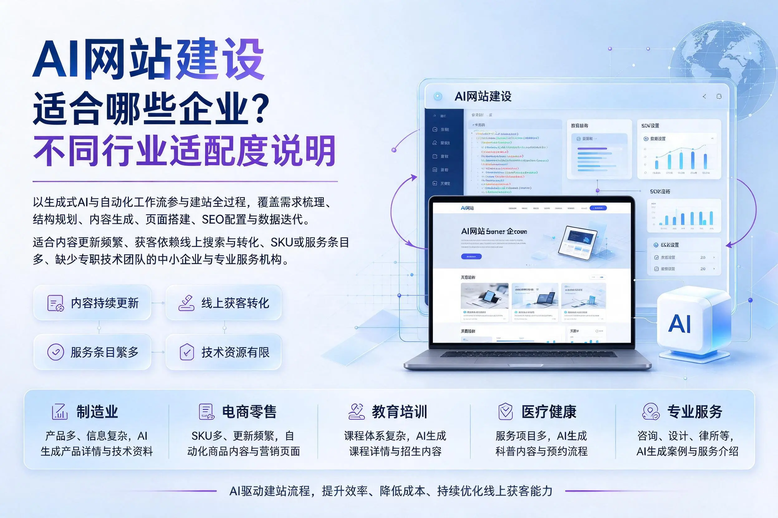 AI网站建设适合哪些企业？西宁不同行业适配度说明